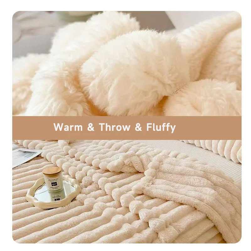 CozyStripe Warm Plush Throw Blanket