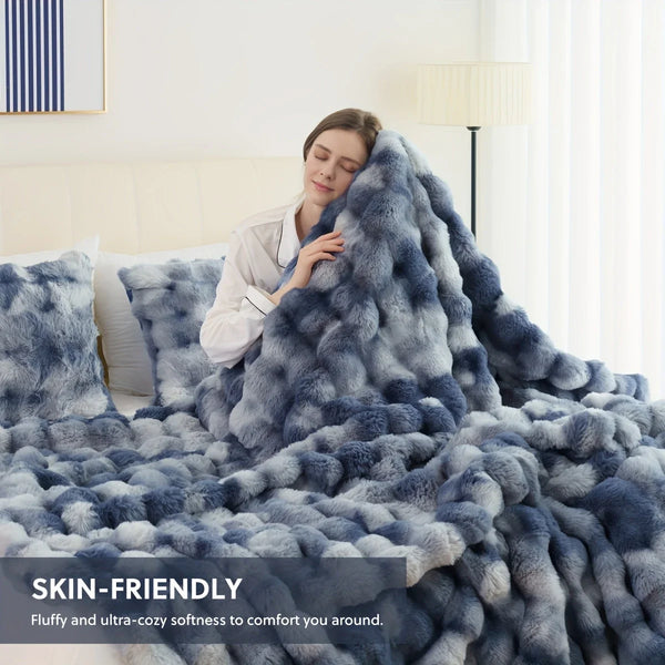 CozyFaux Rabbit Plush Throw Blanket