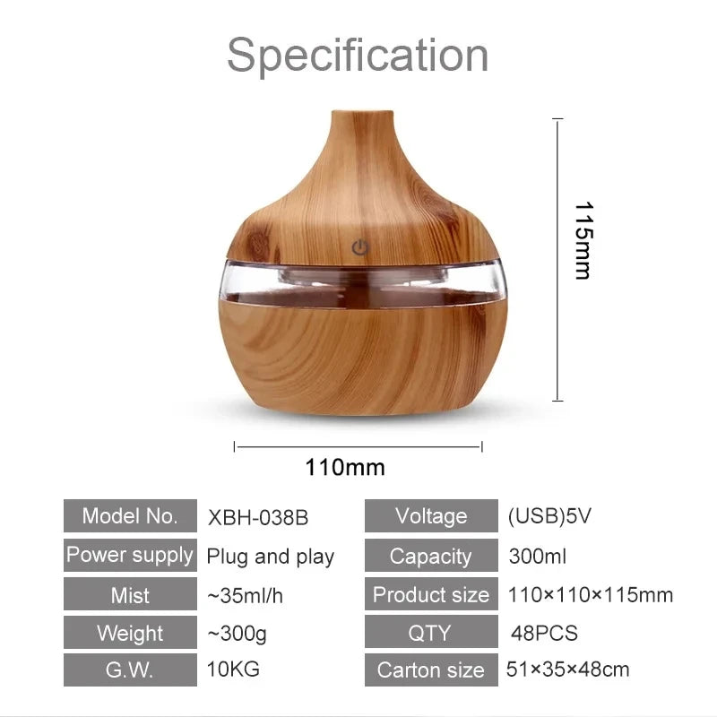Wood Grain Ultrasonic Cool Mist Diffuser